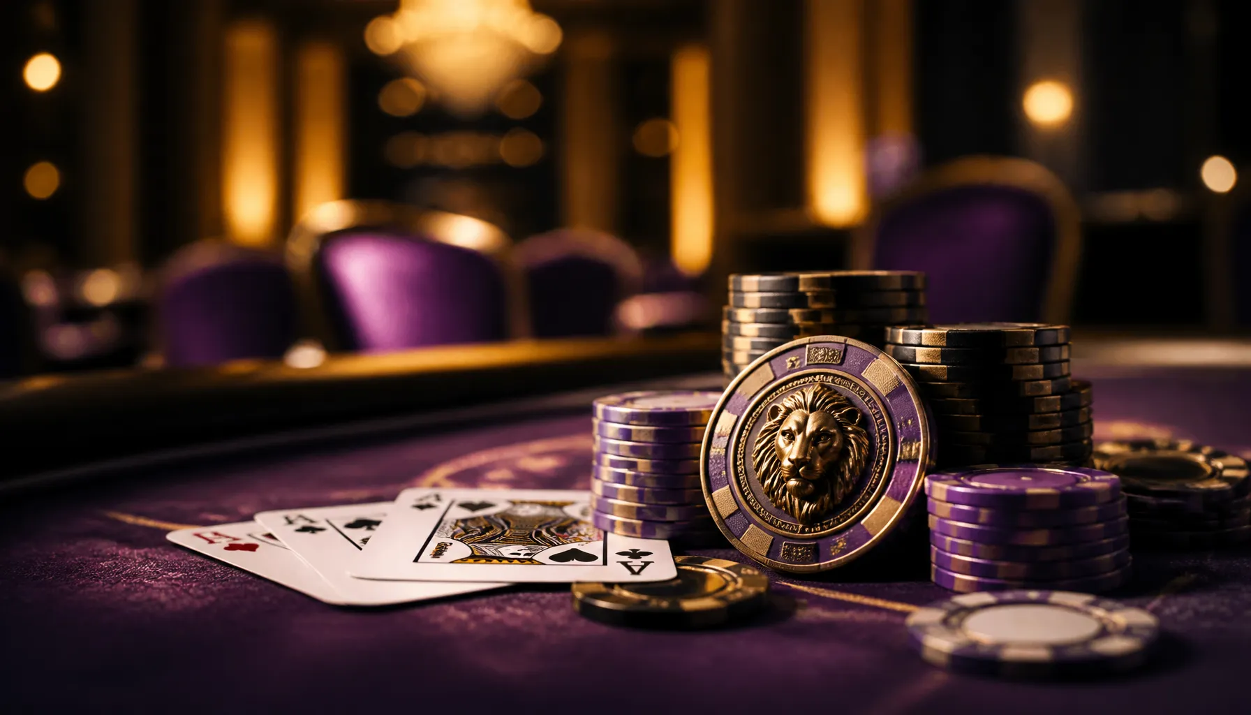 A gleaming gold trophy crown resting on deep burgundy velvet, lit with warm cinematic light evoking high-roller prestige